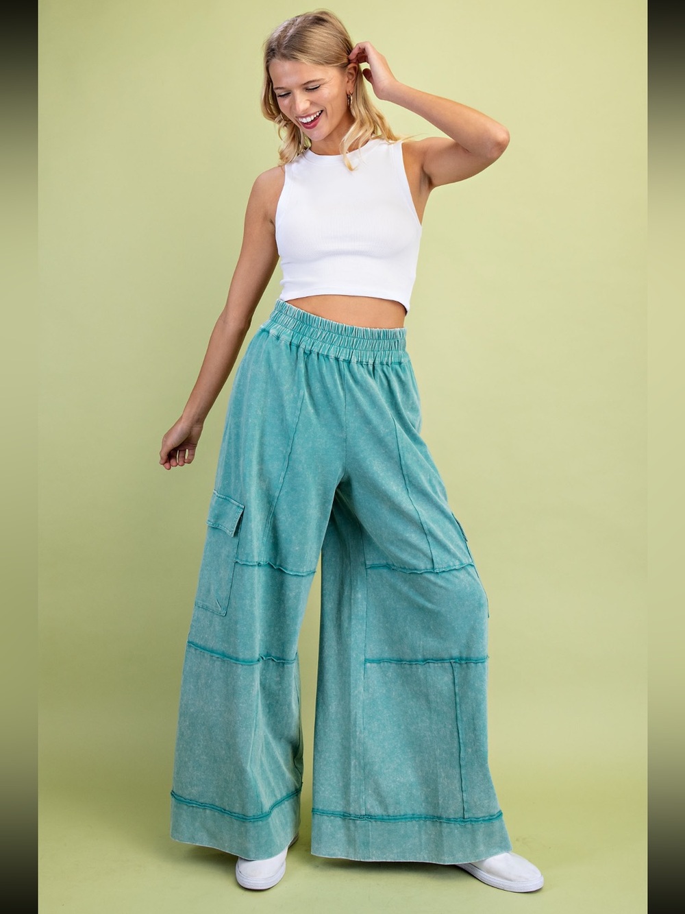 #999  CLOSEOUT FIRM 🌸Wide-Leg Utility Pants in Teal